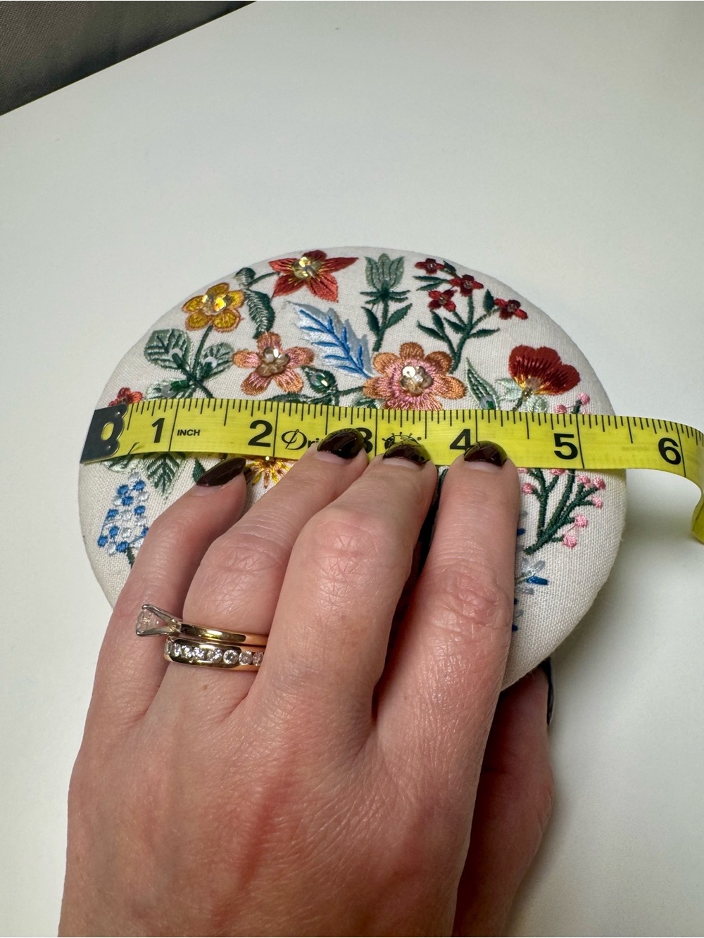 NWT Embroidered Floral Round Jewelry Box - Multicolor - Picture 5 of 5